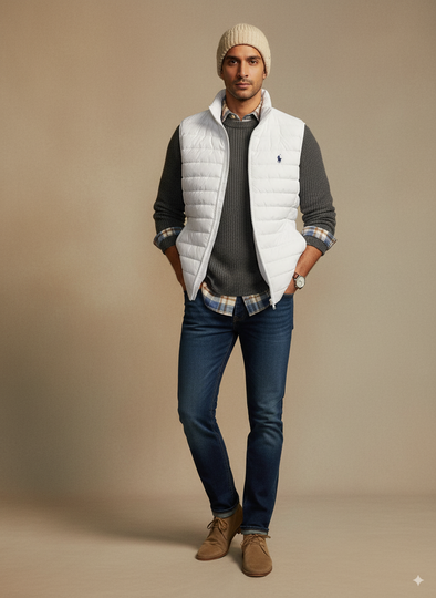 Sleeveless Puffer Jacket - White