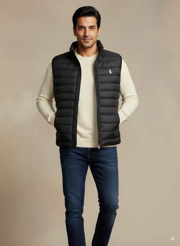 Sleeveless Puffer Jacket - Black