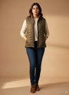 Sleeveless puffer jacket women-Olive Green