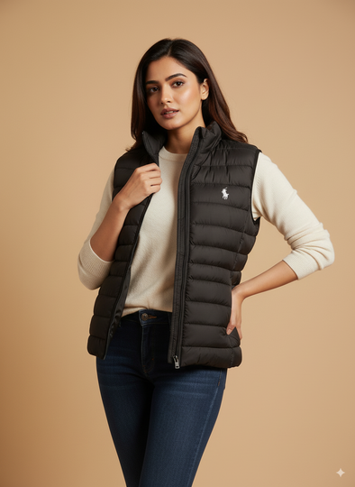 Sleeveless puffer jacket women-Black