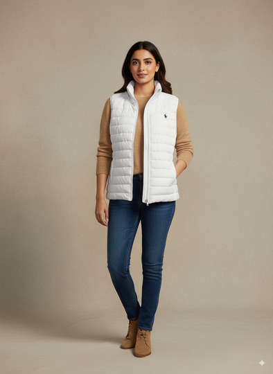 Sleeveless puffer jacket women-white
