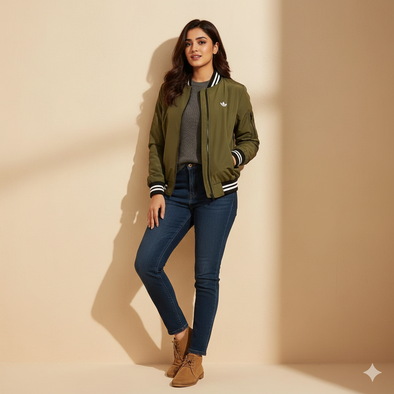 Women's Bomber Jacket - Olive Green