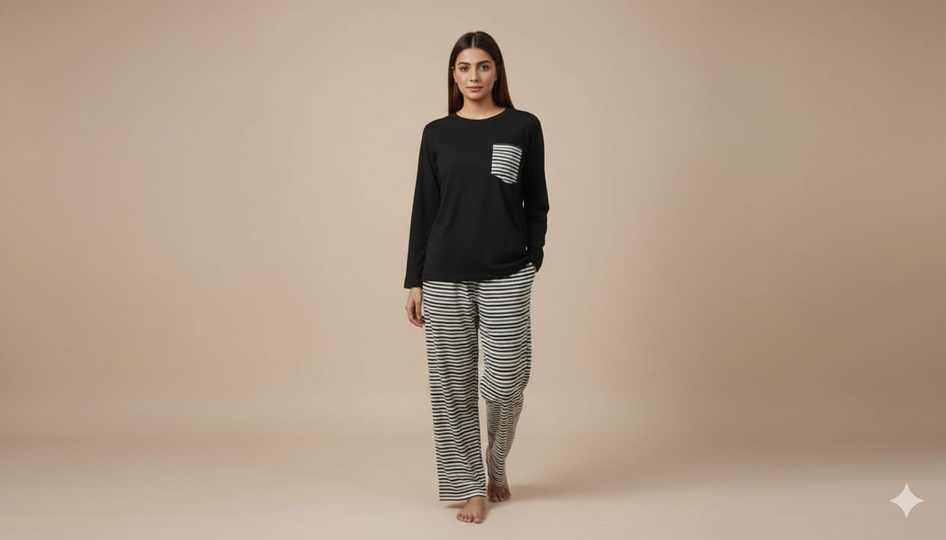 Stripe Pyjama Pant- Black & white