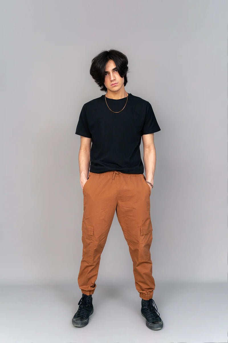 Slim Fit Cargo trousers-Burnt Orange