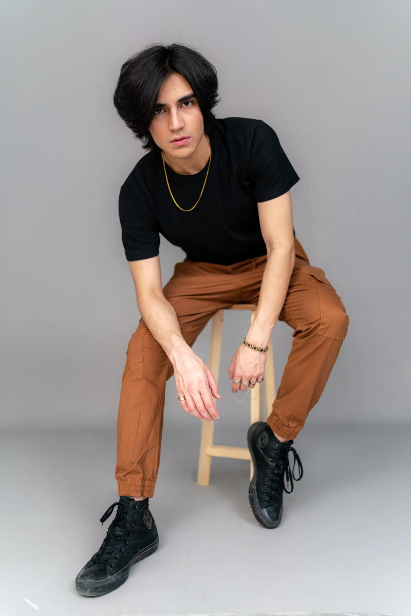 Slim Fit Cargo trousers-Burnt Orange