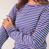 Blue-White Stripe Waffle Long Sleeve Nightwear