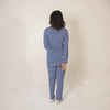 Blue-White Stripe Waffle Long Sleeve Nightwear